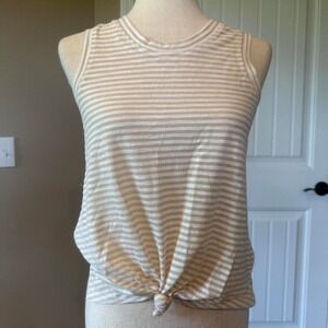 C&V Chelsea & Violet Striped Tank Top XS Knot Front Casual